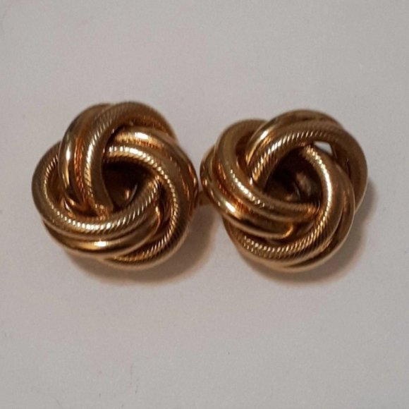 Vintage Napier Knot Earrings Gold tone Screw Back 1980's - Picture 1 of 5